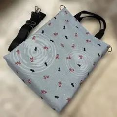 帆布使いバッグ=手ぬぐい出目金魚柄=2wayショルダー紐付