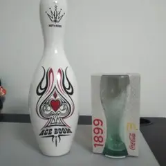 陶器　ボーリングピン貯金箱、コカコーラ マクドナルド グラス レトロ 非売品