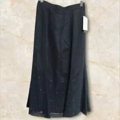 新品　未使用品　シアーフレアスカート　スパンコール　ブラック　社交ダンス　発表会
