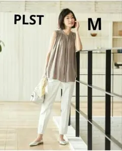 PLST ライトサテンノースリーブ ブラウス