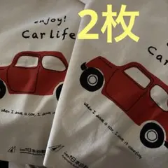新品　2枚　車のトートバッグ　コットン製トートバッグ 赤い車のイラスト
