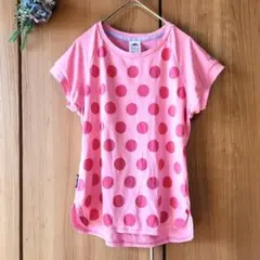 ⤵️夏物⤵️【アディダス】ピンク ドット柄 ラグラン袖 Tシャツ 速乾性