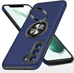 Galaxy Plus スマホケース ケース S22 ネイビー リング付き