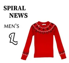 メンズL◇SPIRAL NEWS◇長袖ニット　赤