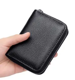 財布　カードケース　他容量　免許証　カード　コンパクト　ウォレット　ポーチ　黒