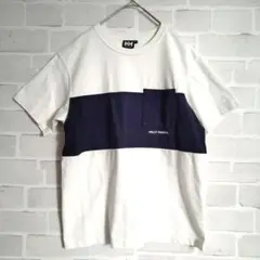 ヘリーハンセン ボーダー 半袖Tシャツ ポケット付き 白✖︎紺 レディースL
