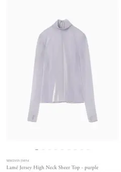 マメLamé Jersey High Neck Sheer Top Mame Kurogouchi】Lamé Jersey High Neck Sheer Top - purple