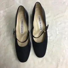 美品 ジュンコシマダ フラワー模様＆レザー パンプスヒール サイズ 23.5cm
