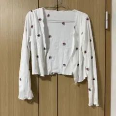 花柄刺繍 長袖クロップドカーディガン