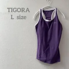 ティゴラ　【L】　紫色 タンクトップ　ヨガ　スポーツ　ノースリーブ　可愛い　ラフ