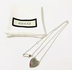 GUCCI グッチ SV925 ハート プレート ロゴ ネックレス ペンダント