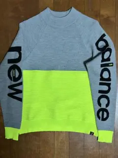 New Balance セーター グレー/ネオンイエロー