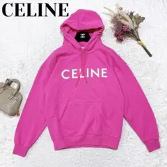 美品 CELINE セリーヌ ロゴ パーカー ピンク S
