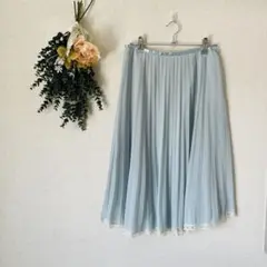 ヨンドシー ( L ) プリーツスカート / シフォン とろみ 美品 水色
