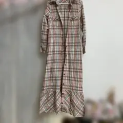 Auntie Rosa チェック柄長袖シャツワンピース
