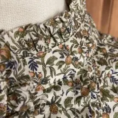 花柄長袖ブラウス　花　鳥　果実　綿100% 極美品