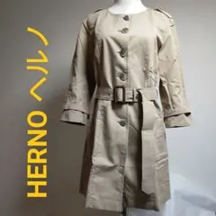 ヘルノ HERNO レディース ノーカラーコート アウター ベージュ サイズ44