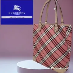 バーバリーブルーレーベル トートバッグ ピンク チェック