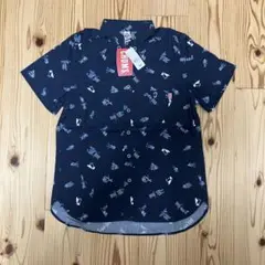CHUMS 半袖シャツ Lサイズ ネイビー　キャラクター柄