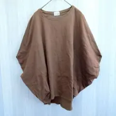 レディース カットソー Tシャツ ケープ 無地 ブラウン フリーサイズ