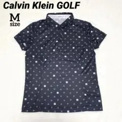 ロゴ総柄♡Calvin Klein カルバンクライン ゴルフ ポロシャツ 黒 M