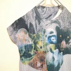 【美品】アニマルカットソー 立体加工 日本製