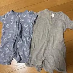 H&M クジラ柄　ボーダー　ロンパース 68 (6M) ２枚