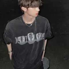 韓国 print cool T-shirt 黒