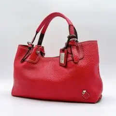良品 PELLE BORSA トートバッグ 肩掛け レザー　レッド系　c707