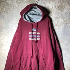 【ヴィンテージ】立体ロゴ付きパーカー えんじ used 古着 ZAS13