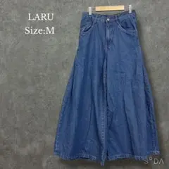 ラルー LARU【M】 ゆるワイドバギーデニムパンツ 後ろゴム 美シルエット