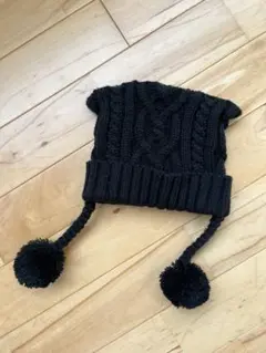 黒いキャットデザインニット帽