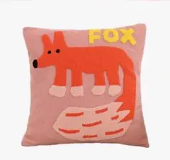 キツネ 刺繍 クッションカバー 45×45cm
