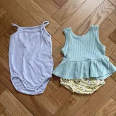 BREEZE ブリーズ　フリルトップスとパンツ、キャミソールロンパース３点セット