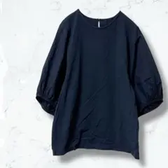 2313♡guu made me♡ドッキングカットソー 紺 Lオフィスカジュアル