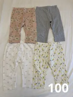 ユニクロ　UNIQLO 100 花柄　虹柄　レモン柄　レギンス　4点セット