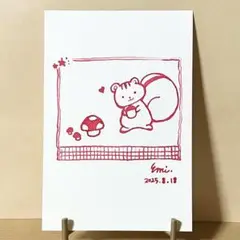 ガラスペン イラストNo.4 リスときのこ