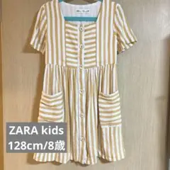 ZARAkids/リネンストライプ半袖ワンピ128cm