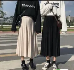ロングプリーツスカート  ベージュ