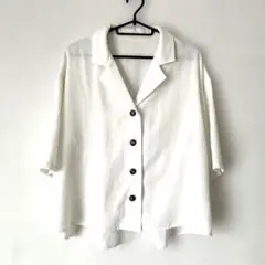 レディース 半袖シャツ L 白 やや透け感あり