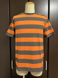 太ピッチボーダーTシャツ グレー×オレンジ Sサイズ