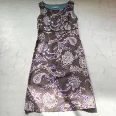 LAURA ASHLEY ペイズリー柄 ノースリーブワンピース サイズ7 麻混