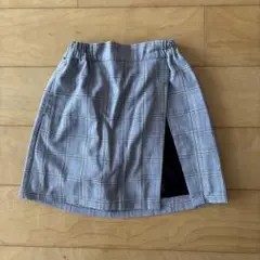 グレー系チェック スリット入りスカート