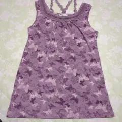 美品！axes femme 蝶柄 紫 ビジューキラキラタンクトップ