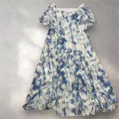 ロングシャツワンピース　花柄　半袖　大きいサイズ　ゆったり　フリル　装飾品
