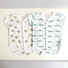 ロンパース 肌着 2点セット 60 半袖 前開き 綿100% メッシュ 男の子