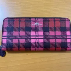 美品 コーチ 長財布 チェック柄