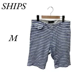 ★ SHIPS シップス ホワイト×ブルー ハーフパンツ　M