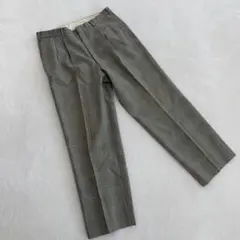 ナイスヒッター グレンチェックパンツ ウール タック入り グレー スリムフィット