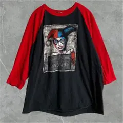 DC バットマン ハーレークイン ロンT 七分丈 ブラック レッド XL